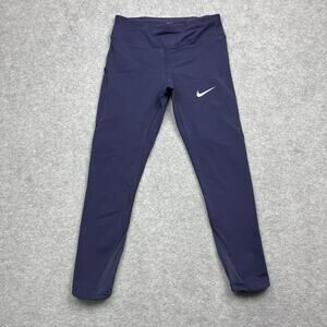 Nike Dri-Fit Epic Luxe Running Crop Training Athletic Capri Leggings Blue XS